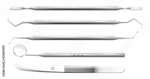 illustration of set of realistic dental equipment.