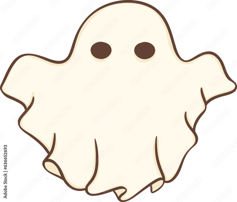 Cute Halloween ghost, retro spooky boo cartoon doodle illustration Cute Halloween ghost, retro spooky boo cartoon doodle illustration