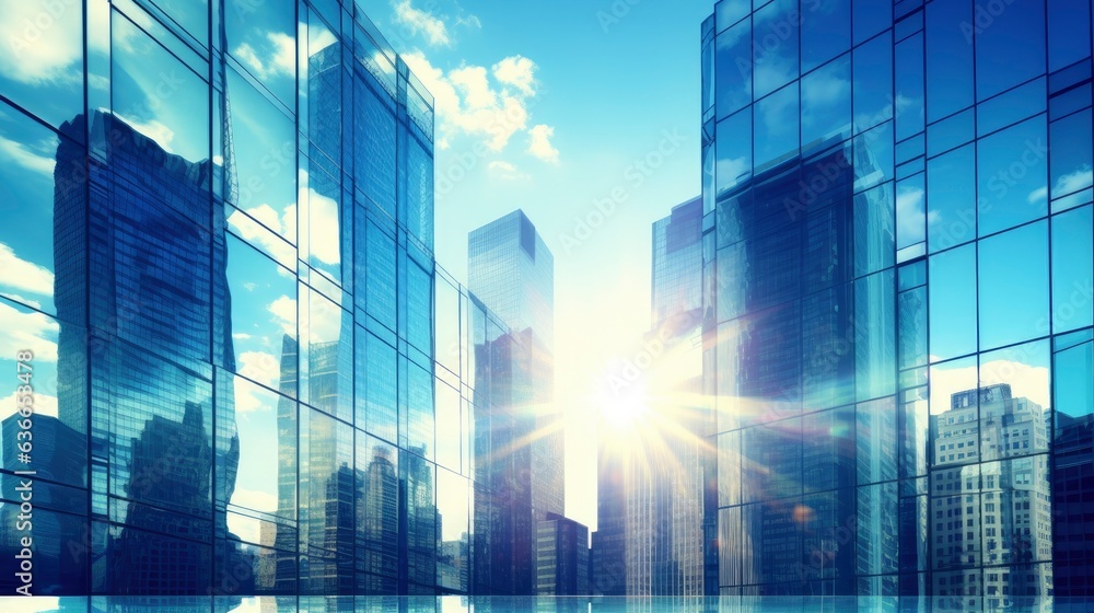 Architecture and construction rendering, Reflective business office building, Generative AI Architecture and construction rendering, Reflective business office building, Generative AI