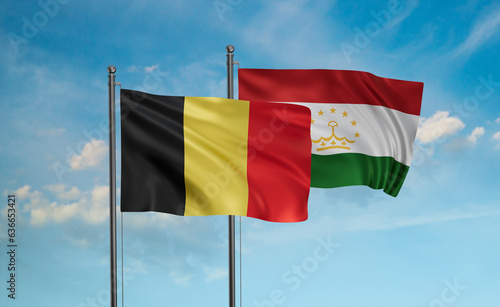 Tajikistan and Belgium flag