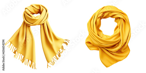 Yellow scarf alone on transparent background