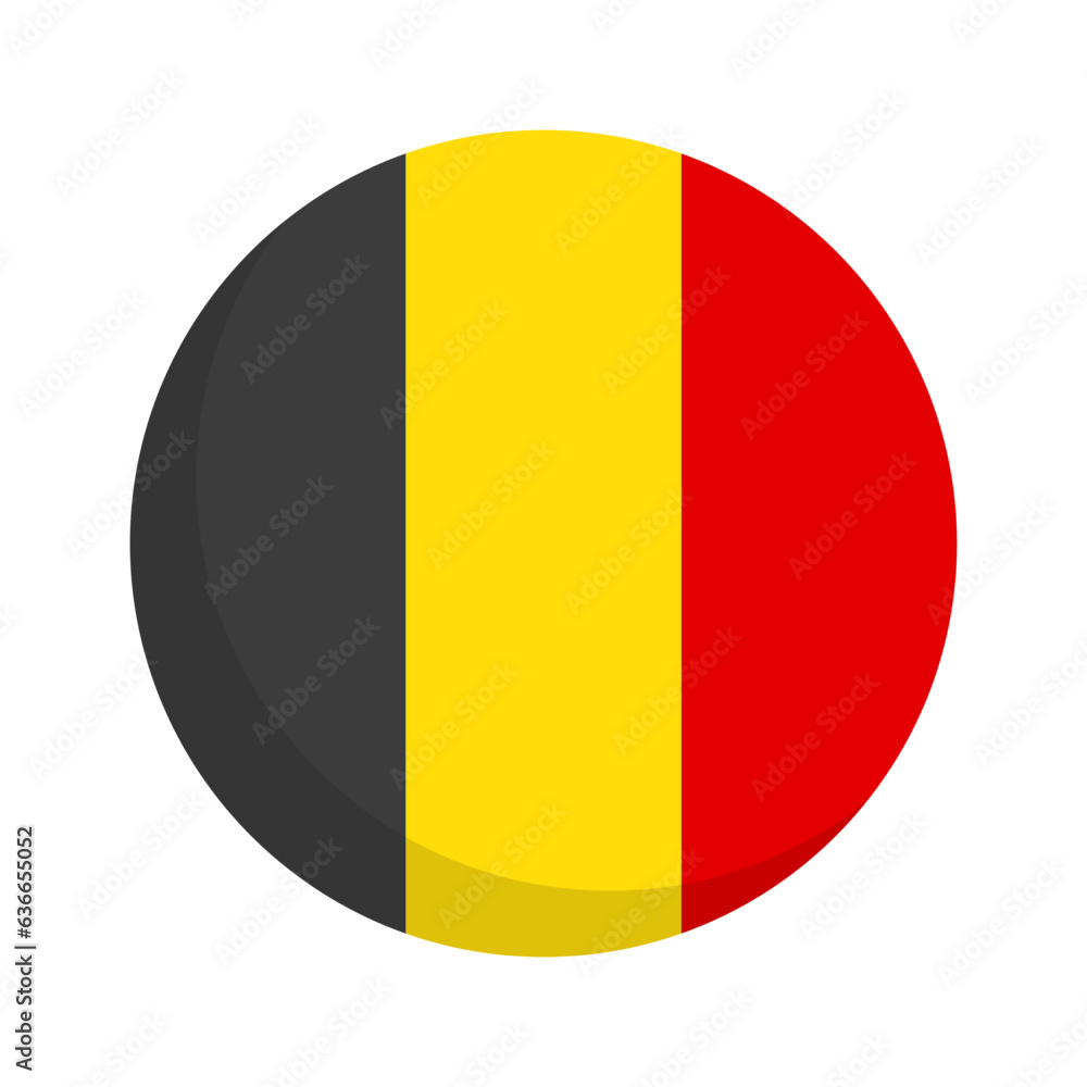 Round Belgian flag icon. Flag of Belgium. Vector.