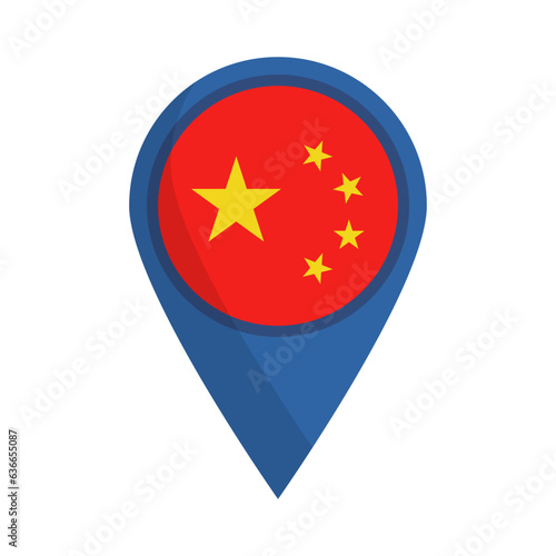 China flag map pin. China travel. Vector.