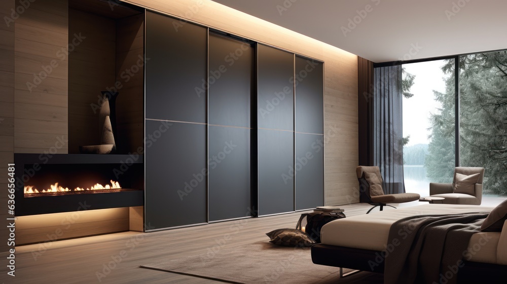 Bedroom with Wardrobe Sliding Doors Design Ideas Stock Photo | Adobe Stock