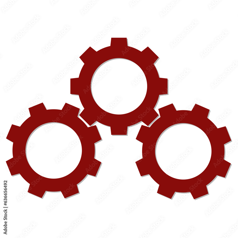 Three Red Gears Isolated on White Three Red Gears Isolated on White