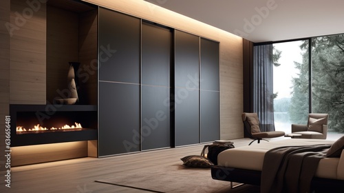 Bedroom with Wardrobe Sliding Doors Design Ideas photo