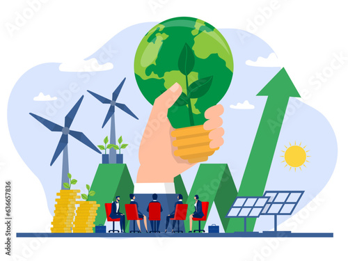 ESG concept of environmental, social and governance people share  the planet Earth gear  with ecology problem ESG  renewable, green, safe green eco energy environmental vector