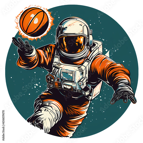 Astronaut with Helmet and Space Suit, Illustration and Graphic art, t-shirt design