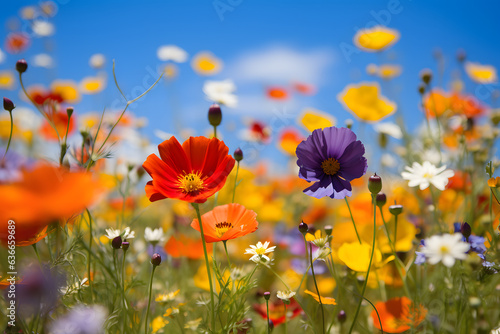 A field of wildflowers with vibrant colors