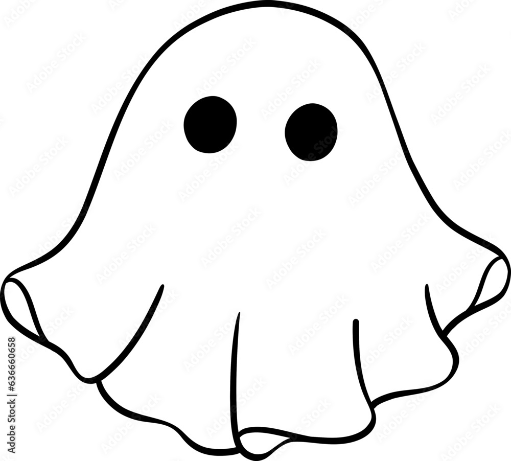 Cute Halloween ghost outline, retro spooky boo cartoon doodle illustration Cute Halloween ghost outline, retro spooky boo cartoon doodle illustration