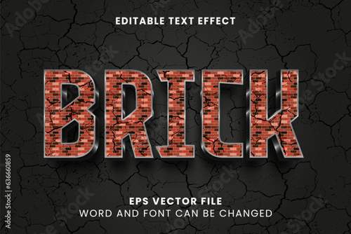 3d brick wall editable vector text effect