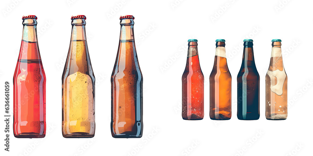 Beer bottles on a transparent background Beer bottles on a transparent background