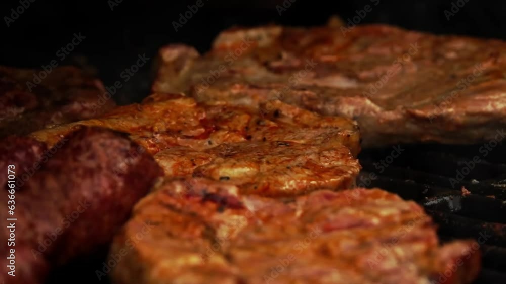 sausages and romanian traditional food Meat Balls 'mici' on grill. Slow motion sausages and romanian traditional food Meat Balls 'mici' on grill. Slow motion