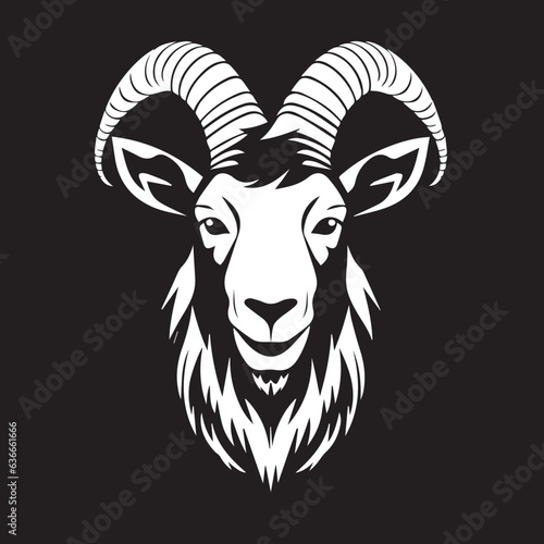 Goat in cartoon, doodle style. 2d vector illustration in logo, icon style. Black and white