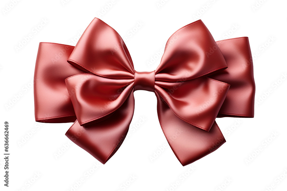 Red ribbon with bow isolated on transparent background
