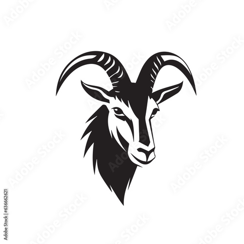 Goat in cartoon, doodle style. 2d vector illustration in logo, icon style. Black and white