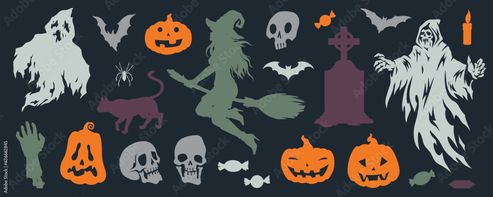 Halloween holiday set elements colorful Halloween holiday set elements colorful