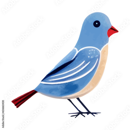 Hand drawn bird in the traditional ethnic folklore style. Bright watercolor bird
