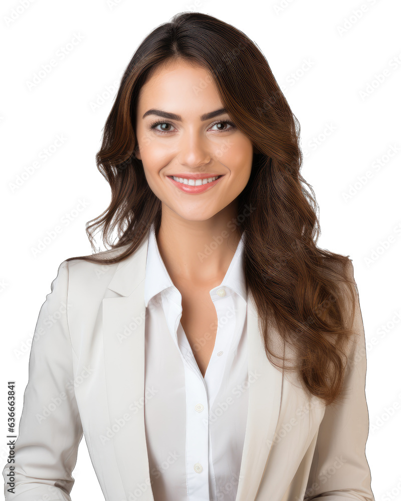 Beautiful female businesswoman in suit, smiling, isolated on white transparent background, png Beautiful female businesswoman in suit, smiling, isolated on white transparent background, png
