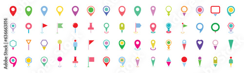Set of colorful location icons with white background EPS10 - Stock Vector.