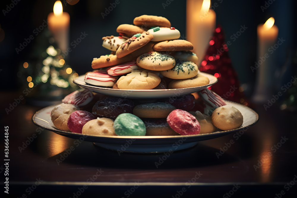 A collection of Christmas cookies on a plate