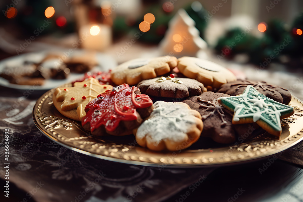 A collection of Christmas cookies on a plate