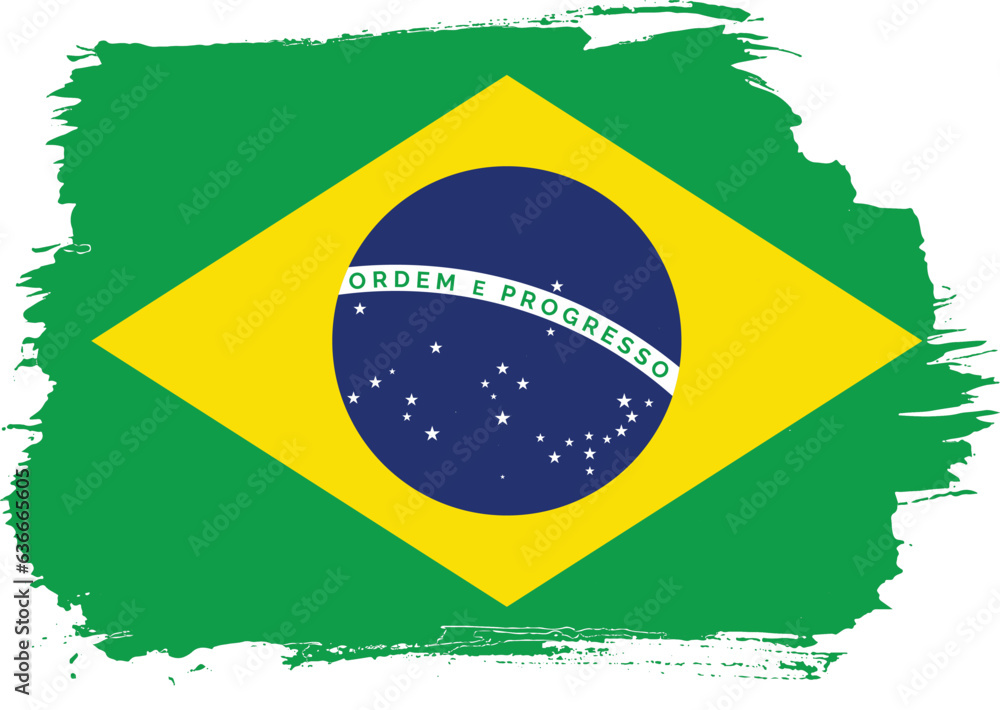Obraz premium reative hand-drawn brush stroke flag of BRAZIL country vector illustration