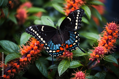 butterfly with flowers on background