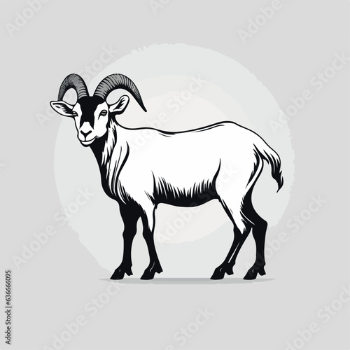 Goat in cartoon  doodle style. 2d vector illustration in logo  icon style. 