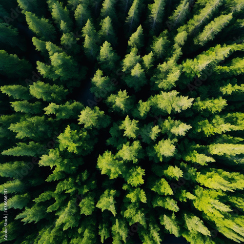 Top down aerial view of a boreal forest