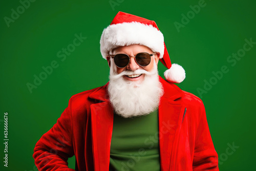 Stylish Grandfather in Santa Outfit Presenting Your Message