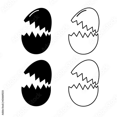 Set of Egg icon with shadow, shell easter symbol, healthy nature food, vector illustration, farm organic protein