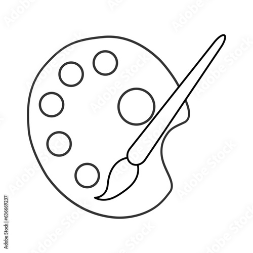Flat art tool palette with paints color, artist web design graphic vector illustration