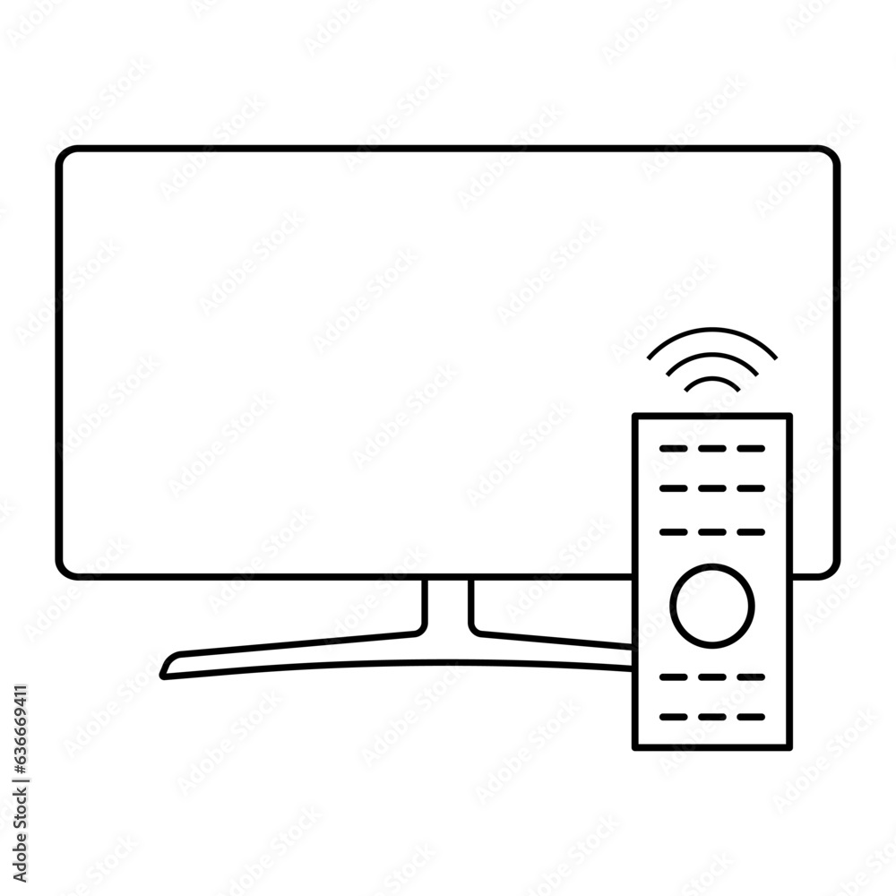 Remote tv device icon, control technology media television sign, web digital vector illustration Remote tv device icon, control technology media television sign, web digital vector illustration