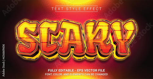 Scary Text Style Effect. Editable Graphic Text Template.