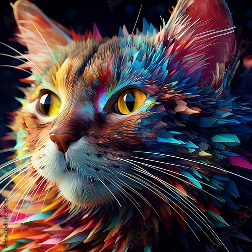 Cat illustration with art