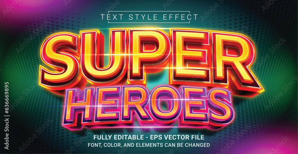 Super Heroes Text Style Effect. Editable Graphic Text Template.