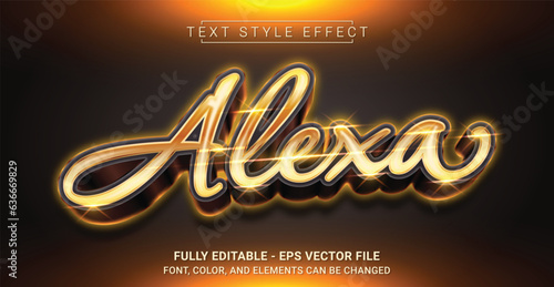 Alexa Text Style Effect. Editable Graphic Text Template.