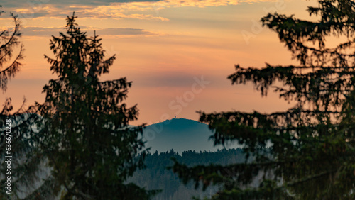 Fototapeta Naklejka Na Ścianę i Meble -  View from Turbacz at Sunrise