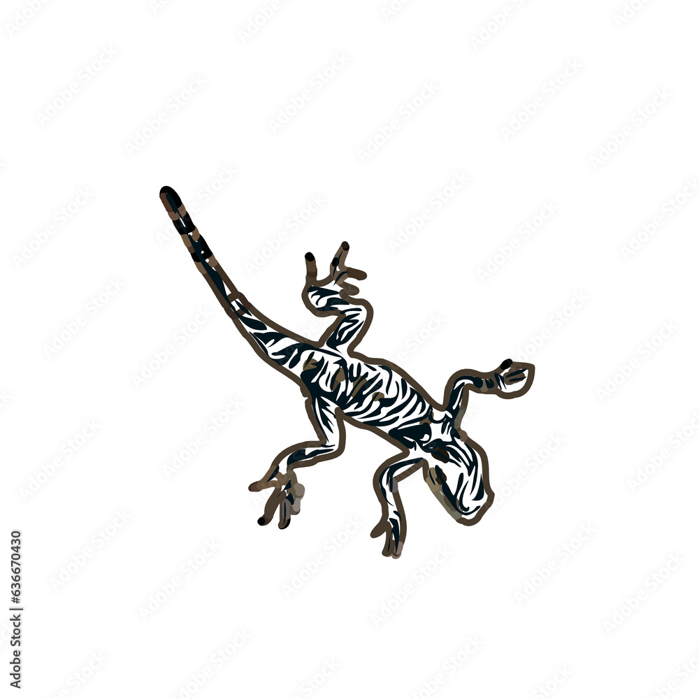 Fototapeta premium color sketch of gecko with transparent background