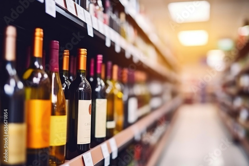 Abstract Wine Rack Blur in Alcohol Aisle