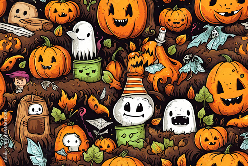 seamless digital pattern Halloween 