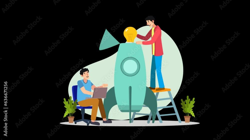 flat character animation finding ideas for a startup with transparency background flat character animation finding ideas for a startup with transparency background
