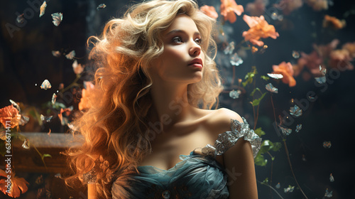 Fairy princess in a coiffure light dress.