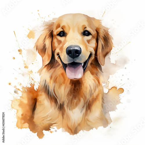 golden retriever puppy AI generated watercolor 
