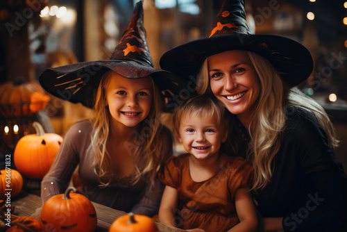 Homey Halloween Joy: Family Dressed in Costumes