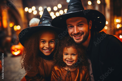 Trick-or-Treat Delight: Family Celebrating Halloween