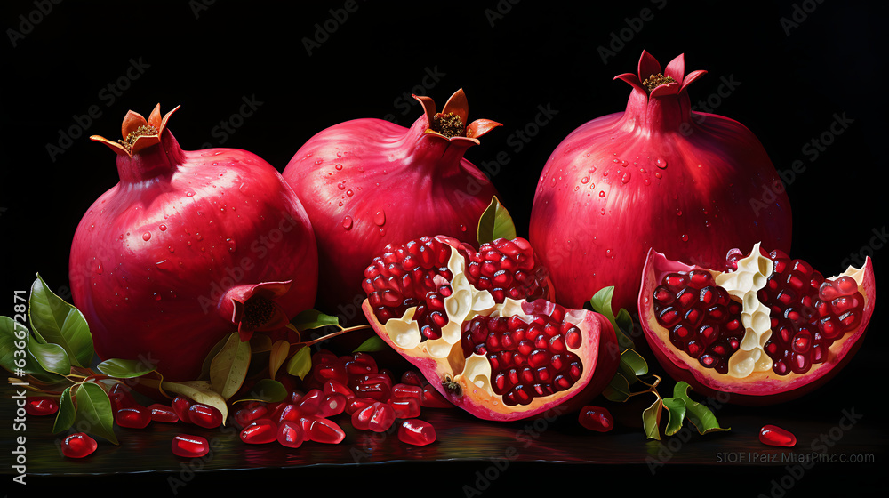 Pomegranates, The Essence of Nature's Bounty: Exploring the Sweet and Nutritious World of Pomegranates. High Resolution