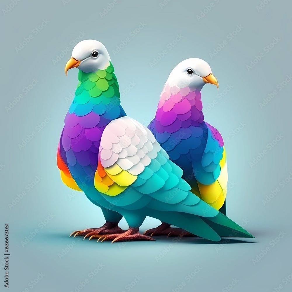 Colorful pigeon peace symbol, dove rainbow wings icon illustration, isolated Colorful pigeon peace symbol, dove rainbow wings icon illustration, isolated