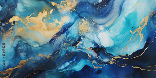 luxury abstract fluid art painting in alcohol ink backgrounds, gold line decroation